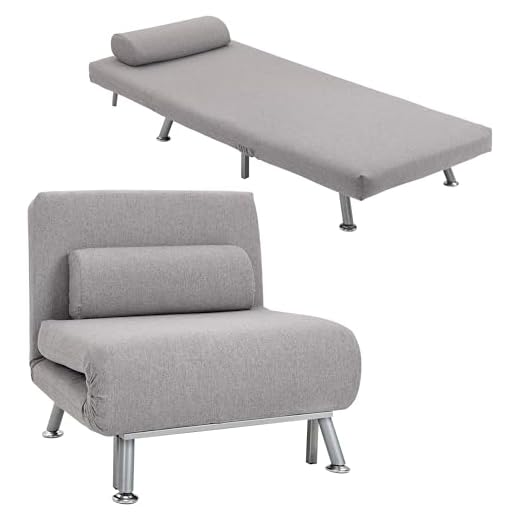 HOMCOM Linen Chair Bed, 3-in-1 Convertible Sleeper Chair with Adjustable Backrest, Pillow, for Living Room, Bedroom, Grey 27 HOMCOM Linen Chair Bed, 3-in-1 Convertible Sleeper Chair with Adjustable Backrest, Pillow, for Living Room, Bedroom, Grey