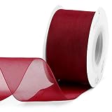 Humphrey's Craft 1-1/2 Inch Red Shimmer Sheer Organza Ribbon - 25 Yards for Crafts Gift Wrapping Wed
