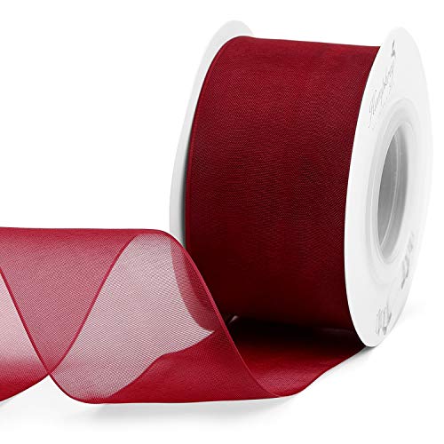 Humphrey's Craft 1-1/2 Inch Red Shimmer Sheer Organza Ribbon - 25 Yards For Crafts Gift Wrapping Wedding Bouquet Baby Shower Decoration Christmas Tree Wreaths. #TOP21