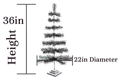36'' Black & Silver Christmas Tree Retro Style Black And Silver Feather Tinsel Tree 3Ft Christmas Display Table-Top Tree Decorative Holiday Home Decor Centerpiece Xmass Tree #TOP2