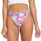 VTHXLOI Cute Cheerful Unicorns Rainbow Women G-String Thongs Panties T Back Gstring Underwear X-Large