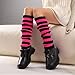 win2win Pastel Goth Leg Warmers for Women Striped Y2k Gothic Knitted Cute Alt Long Punk Stripe Japanese Fashion Rave Knit Steampunk Warm Legwarmers, Pink and Black