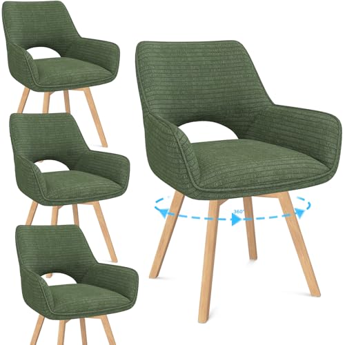 WAFTING Chaise Pivotante 360°Salle à Manger Lot de 4,Peuvent Servir comme Chaise Velours,Chaises de Cuisine,Chaises Salon avec Accoudoirs et Pieds en...