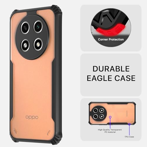 Image of Outlouders Back Cover for Oppo A2 Pro 5G | Ultra Hybrid Transparent | Full Camera Protection | Raised Edge | Crystal Clear Bumper Case(Black)