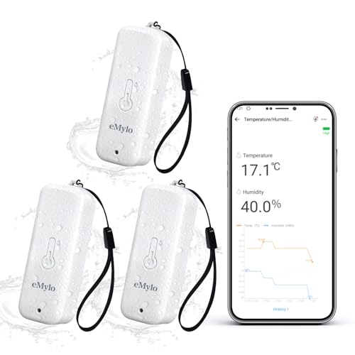 eMylo Zigbee Temperature Humidity Sensor-3 Pack, IP65 Indoor Outdoor Thermometer Hygrometer, Hub Required, APP Remote Monitoring&Home Automation, Compatible with Echo Devices with Zigbee Hub Built-in
