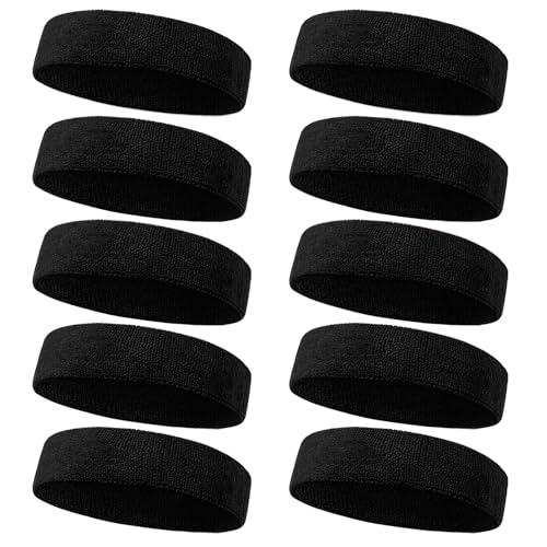 10 Pcs Sweatbands Sport Headbands for Men & Women, Sweat Head Bands Moisture Wicking Sweat Headbands Sweatbands for Basketball, Athletic Exercise, Tennis, Running, Cycling