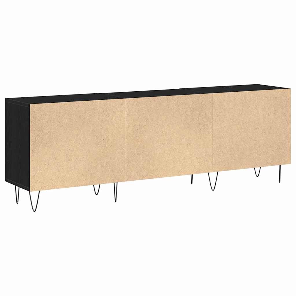 Mueble de TV con soporte de pared y espacio de almacenamiento, puerta de salón con patas de hierro de madera de roble negro