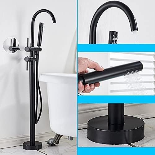 Mitigeur de baignoire sur pied deux poignées avec ensemble douche salle de bains - 2