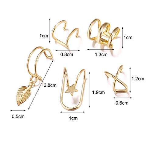 BRINCO DOURADO 5 PEÇAS ESTRELA PENA ARGOLINHA G8865