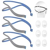YBWM 3Pack P10 Replacement Headgear Compatible with Airfit P10 Nasal Pillow Mask,Elasticity Soft Airfit P10 Headgear Strap with Adjustment 6 Clips(Without Mask)