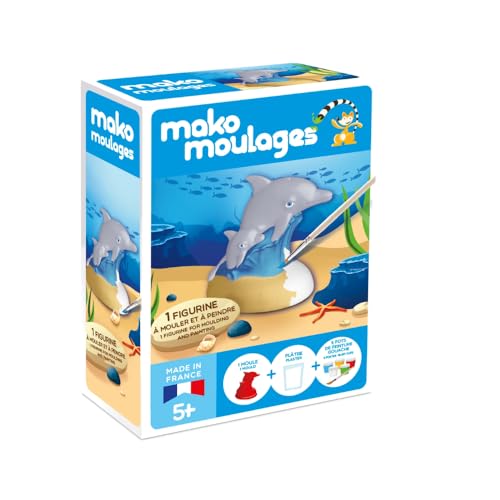 Mako Moulages – Le Dauphin et Son Bébé - kit de Loisirs créatif - Plâtre et Peinture – 1 Moule en Latex Rouge – Activité Manuelle - Made in France -...