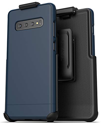 Encased Galaxy S10 Plus Belt Clip Holster Case (2019 Slimshield) Ultra Slim Protective Grip Cover with Holder for Samsung Galaxy S10+ - Navy Blue