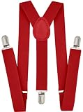 trilece Red Suspenders for Boys Kids Girls and Toddlers Baby - Adjustable Elastic 1 inch Wide Y Shap