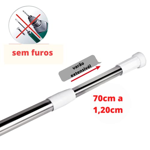 Haste varão para cortina varal retrátil multiuso