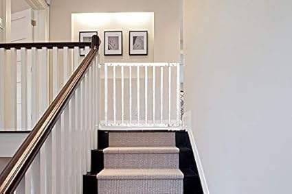 white wooden stair gate