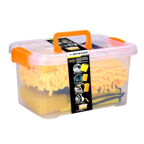 DUNLOP Kit de Nettoyage de Voiture - Gant de Lavage - Éponge de Luxe - Nettoyeur de vitres - Éponge de Voiture - Brosse Jante Voiture