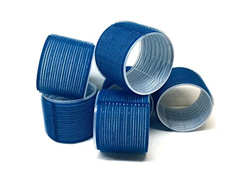 6 Pack Super Jumbo Self Grip Hair Rollers Pro Salon Hairdressing - Big Curlers Create Volume For Long Hair (Blue)