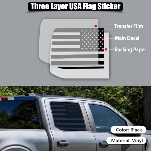 FUTLU Rear Side Window American Flag Decals,USA Flag Sticker for 2015-2024 F150,Precut Back Side Window Glass USA Flag Vinyl Sticker,Exterior Car Sticker(Matte Black,F150-CC) by FUTLU - Image 4