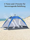 Glymnis Strandmuschel Quick Up Strandzelt Strand Zelt für 3-4 Personen