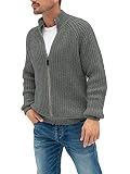 Aoysky Men's Sweater Cardigan Full Zip Up Slim Fit Stand Collar Knitwear Jacket