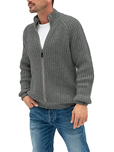 Aoysky Men's Sweater Cardigan Full Zip Up Slim Fit Stand Collar Knitwear Jacket #TOP9