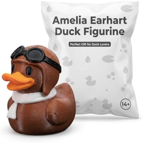 Amelia Earhart Duck Collectible Figurine - Detailed Aviation-Themed Desk Decor for Unique Gifts and Display - 3D Printed in Canada image 3