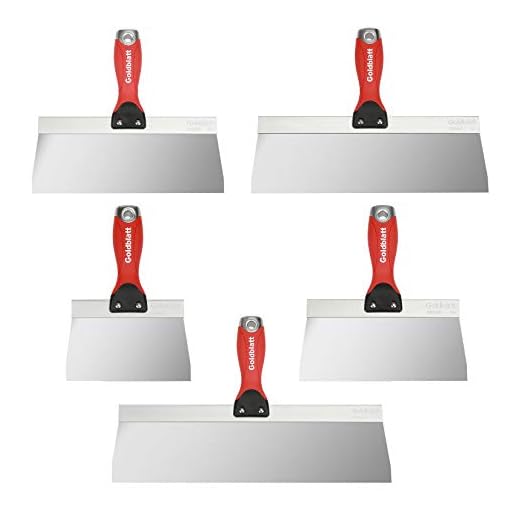 Goldblatt 5-Piece Stainless Steel Taping Knives, Soft Grip Handle with Hammer End, Includes- 6'', 8'', 10'', 12'', 14'', Perfect for Drywall Joint Taping, Finishing and Patching