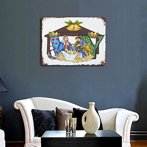 As A Gifts For Kids Metal Signs Patio Signs Birth Of Jesus Joy Metal Vintage Tin Sign Hanging Wall Plaque Kitchen 12"X16" Christmas Party Wall Decor Art Iron Vintage Sign #TOP2