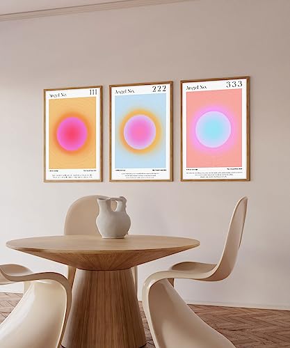 3Pcs Colorful Angel Number Wall Art Abstract Gradient Aura Aesthetic Poster Inspirational Quotes Positive Affirmations Canvas Pictures Prints Minimalist Y2K Wall Decor For Preppy Bedroom Decoration #TOP3