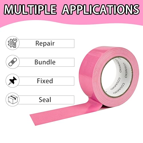 Image of COSIMIXO 5-Pack Pink Heavy Duty Duct Tape, 2 inches x 30 Yards, Strong, Flexible, No Residue, All-Weather and Tear by Hand - Bulk Value for Repairs, Industrial, Professional Use