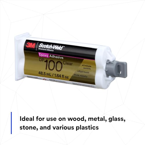 Image of 3M Scotch-Weld Epoxy Adhesive DP100, Clear, Two-Part Fast Cure Rigid Epoxy, High Shear Strength, High-Flow, Low Viscosity, Self-Leveling, 48.5 mL (1.64 fl oz) Duo-Pak, 1 Each
