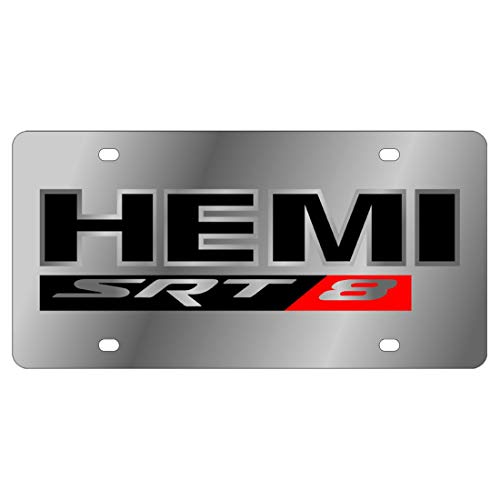 Eurosport Daytona- Compatible with -, HEMI SRT-8 Badge - Stainless Steel License Plate