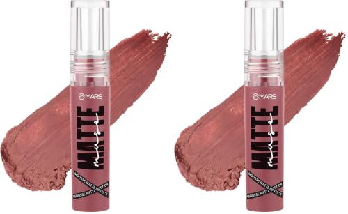 Image of MARS Matte Muse Mousse Lipstick (3ml) (06-FASHION INSTA) with Doe-Foot Applicator | Highly Pigmented | Smooth Texture | Hydrating Formula | Blurry Lips Effect (Pack of 2)