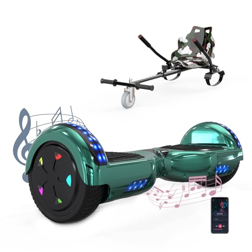 VOUUK Hoverboard de 6.5 pulgadas con asiento Hoverboard con kart Con bluetooth y luces led para niños