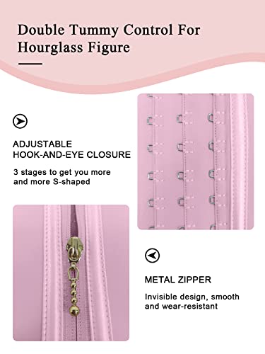 Shapshe Waist Trainer For Women, Workout Sports Girdle With Zipper, Body Shaper For Tummy Control Pink #TOP4