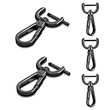 CooBigo 4Pack 5/8 Inch Detachable Snap Hook Swivel Clasp, Metal Swivel Lobster Claw Clasps for Paracord Lanyard, Purse Strap Clips Extender Hardware, Backpack Pendant, Pets Collar Accessory (Black)