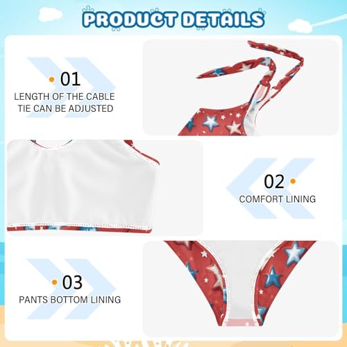Image of Boccsty Cute Crab Red Blue Girls Swimsuits Kids Bikini Sets 2 Pcs Bathing Suit for 3T