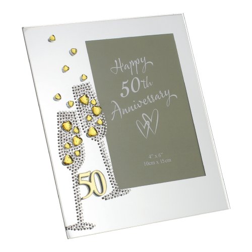 Oaktree Gifts Flute Diamante 50Th Anniversary Mirror Frame 4 X 6 #TOP10