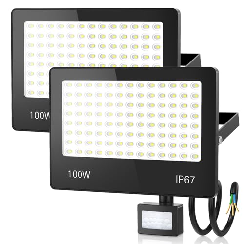 HAPYLUMI LED Fluter mit Bewegungsmelder Außen, LED Strahler Aussen Flutlicht, IP67 Wasserdicht LED Scheinwerfer Außenstrahler 6500K Kaltweiss für Garten Garage Haus Hof