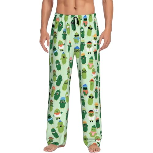 CHILEARTHER Cartoon Pickle Fashion Mens Pajama Pants PJ Pants Soft Sleep Pant Men Pajama Bottom with Pockets Drawstring XL