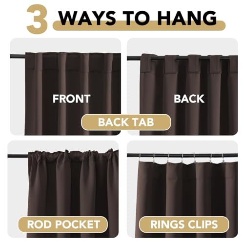 Image of H.VERSAILTEX Blackout Curtains Thermal Insulated Window Treatment Panels Room Darkening Blackout Drapes for Living Room Back Tab /Rod Pocket Bedroom Draperies, 52 x 90 Inch, Chocolate Brown, 2 Panels