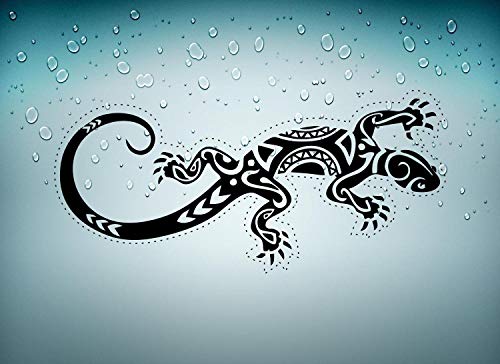 Autocollant Sticker Salamandre lezard Gecko Noir Voiture Moto macbook Tribal Tuning