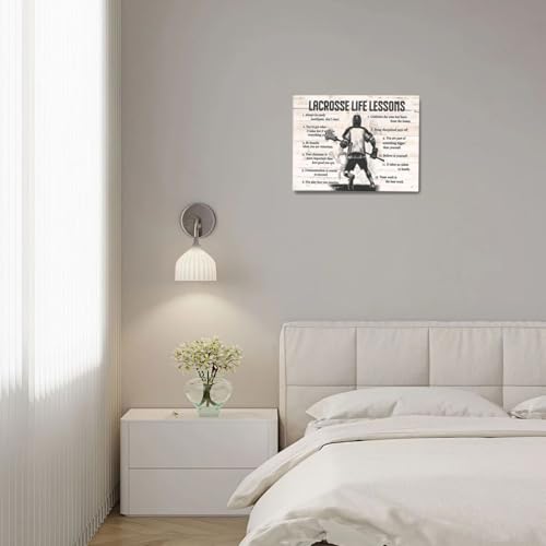 Qvintra Lacrosse Wall Art Lacrosse Wall Decor Canvas Pictures Framed Poster Decorations Print Painting Artwork for Living Boy Room Bedroom Bathroom 24"x20" by Qvintra - Used condition - Image 2