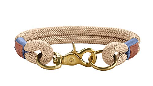 HUNTER Sansibar RANTUM Verstellbare Führleine für Hunde, modern, nautisch, 1 x 200 cm, beige & Sansibar Rantum Halsung, Hundehalsband, Tau, modern, nautisch, 50 (M-L), beige
