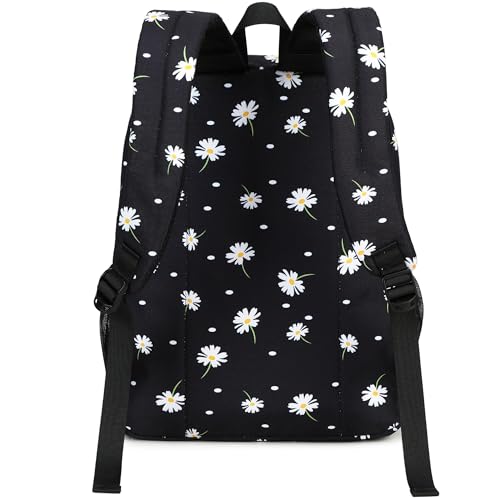 Image of abshoo Classical Basic Daisy Womens School Backpack For College Teen Girls Water Resistant Bookbag (Daisy Black)
