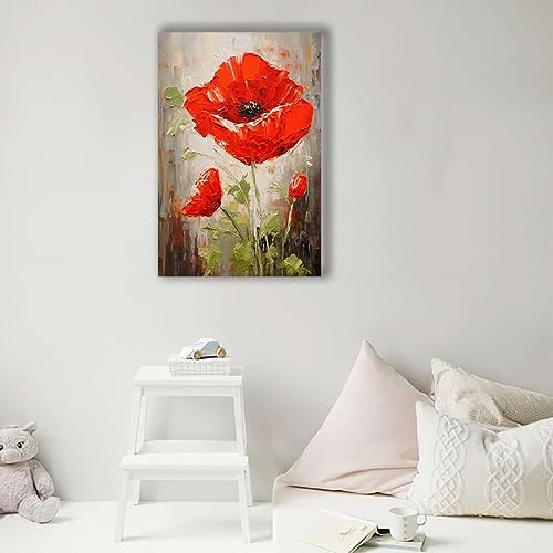 Liuaxicia YH-ZYWVFG13L-21 Canvas Prints Abstract Wall Art Poppy Oil Painting Flower Artwork Original Art Poppies Wall Art thumb #2