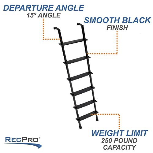 Recpro Rv Bunk Ladder 60" | Black Or Silver Color Options | Optional Mounting Brackets | Aluminum (Black, With Mounting Brackets) | Made In Usa #TOP2