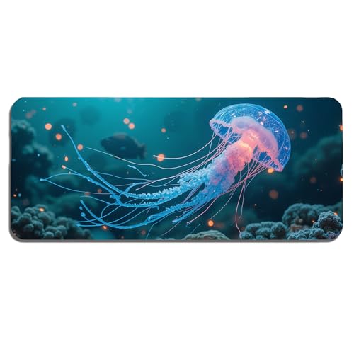 Image of Jelly Fish XL Extended Gaming Mouse Pad | XXL Large Desk Mat 60x30cm for Laptop & PC | Non-Slip Rubber Base, Waterproof, Durable & Smooth Surface | Office, Gaming & Study