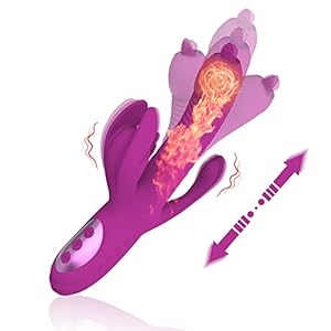 Vibratoren für Sie Klitoris und G-punkt, Silikon Zungenlecken Vibrator mit Stoßfunktion, 4 in 1 Dildo mit 10 Vibrationsmodi und 7 Teleskopdrehung Erotik Sexspielzeug für Frauen mit Heizfunktion