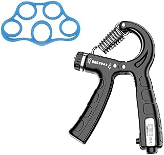 DFsucces 2-piece Set Finger Strength Trainer 1 Pcs Adjustable Counting R-type Spring Grip and 1 Pcs Silicone Finger Stretcher for Rehabilitation Training, Athletes, Musicians, Daily Decompression
